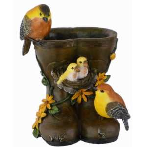   Bird Family on Boots Container Décor / Planter Pot Cover Home