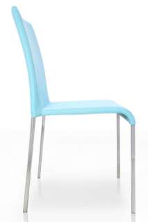 Design Stuhl Stapelstuhl Choice Bezug blau türkis chrom Stühle 