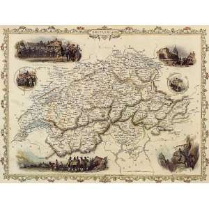  1800s SWITERLAND BERN MAP VINTAGE POSTER: Everything Else