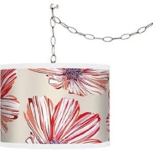  Floral Ruby Giclee Plug In Swag Chandelier