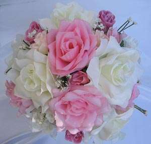 21pcs Bridal bouquet wedding flowers PINK MAUVE IVORY  