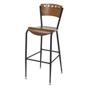   Metal Frame Cafe Stool With Wood Seat And Back Walnut