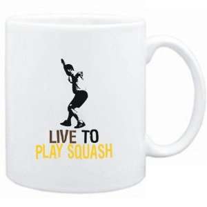    Mug White  LIVE TO play Squash  Sports: Sports & Outdoors