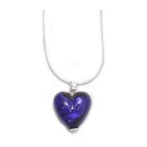  Blue Murano Glass Heart Sterling Necklace: Italy: Jewelry