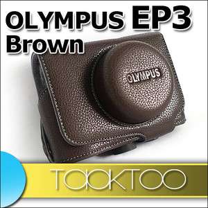 C081 New Leather Case Bag for Olympus EP3 E P3 17mm Brown  