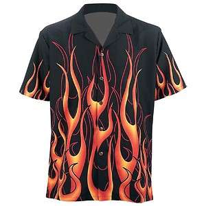 Casual Outfitters Black SHIRT with Orange Flames 024409960819  