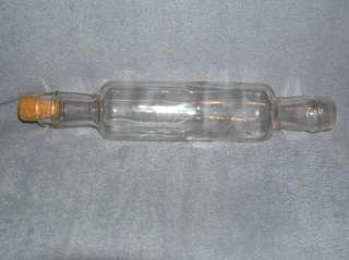 Vintage Unusual Rolling Pin Type Corked Glass Bottle  