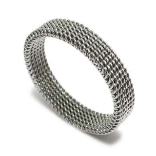 Stainless Steel Womens Woven Wire Meshed Band Ring  