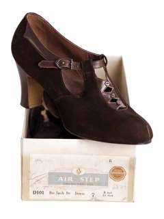   Suede/Leather Mary Jane Buckle Shoes 1930s NIB 7 Early Air Step  