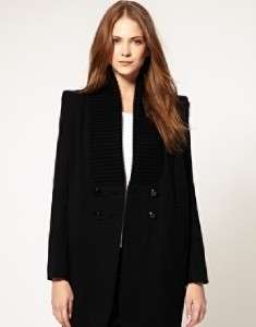 NWT French Connection Womens Frozen Fancy Double Breasted Wool Coat $ 