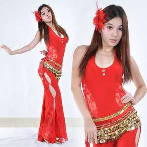 New Belly Dance Costume Crystal Lace Top 9Colours  