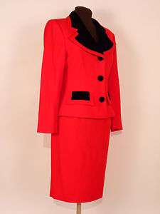 Scaasi Womens Red Cocktail Evening Suit Size 8  