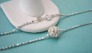 Sparkly Sterling Silver 9.5mm CZ Ball Chain Necklace 18  