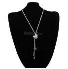   Silver Tone Full Rhinestone Mickey Pendant Long Chain Fashion Necklace