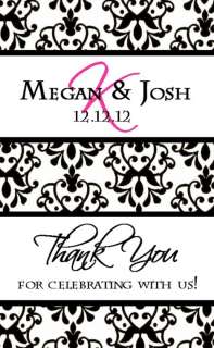 54 Personalized Wedding Damask Miniature Candy Labels with Monogram
