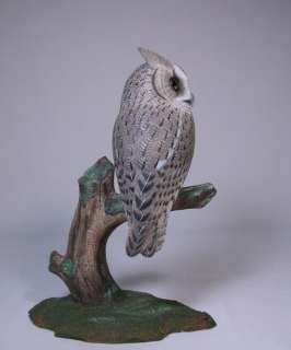 Whiskered Screech Owl Bird Wood Carving/Birdhug  