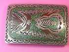 NANAS 1970s Navajo Tommy Singer Turquoise Coral Inlay Belt Buckle 