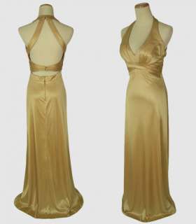 WINDSOR $90 Gold Halter Ball Cruise Evening Dress NWT (Sizes 3, 5, 7 