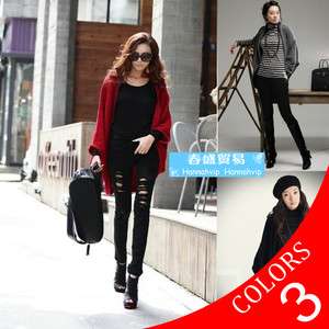 Women Batwing Sleeve Cardigan Sweater Cape Coat Knit Tops 3 Color 