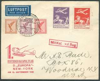 GERMANY/DENMARK, 1930 Catapult Flight ship “Europa” to U.S. w 