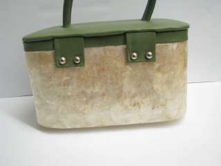 Hand Bag/ Purse, Made Out of Turtle Shell   Green & Pearl  