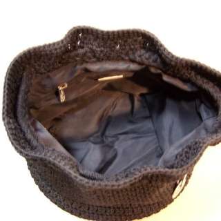 The Sak Womans Medium Black Crochet Backpack Drawstring Hobo Boho 