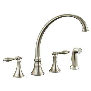 KOHLER Finial 8 in. 2 Handle Mid Arc Kitchen Faucet with Pull Out 