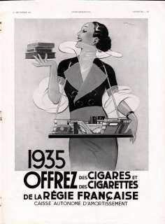 1934, CIGARETTES FRANCAISES   French Ad by Rene Vincent  