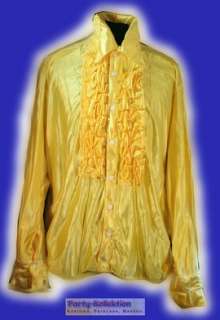 Retro Schlagerhemd 80er Jahre Hemd Party Disco Rüschenhemd gelb 