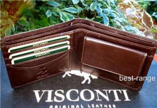   mens wallet d brown soft leather 4 cards coins notes visconti bnwt