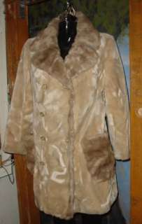 THICK Soft Fuzzy AMAZING Vintage Fawn BORGANA Coat S  