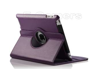 For New iPad 3 Slim 360°Rotating Magnetic PU Case Smart Cover Stand W 