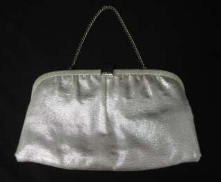 AFTER FIVE Silver Nylon Chain Clutch Bag Handbag  