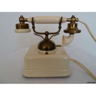 Vintage Rotary 50s 60s French Pillow Phone Pearl White Brass 