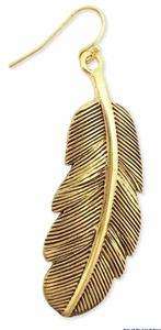 Zad Gold Metal Vintage Feather Earring NEW FOR FALL 11  
