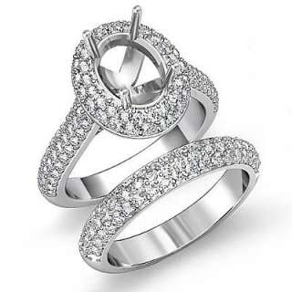 Diamond Ring Oval Bridal Mount 18k White Gold s5.5 Engagement 