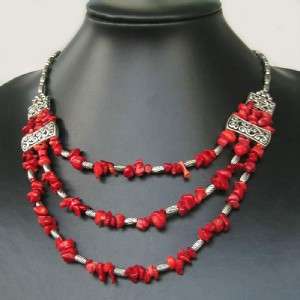 NEW IN TIBET STYLE TIBETAN SILVER CORAL NECKLACE  