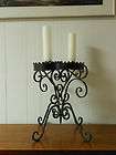 tall BLACK iron scroll floor holder FLAMELESS CANDLE  