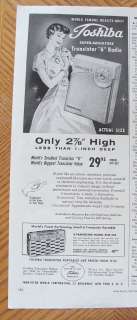 1959 Toshiba Transistor Radio Pretty Lady Print Ad  