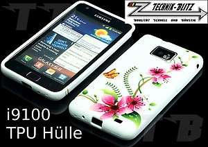 Schutz Hülle Weiß für Samsung Galaxy S2 i9100 Schmetterling Case 