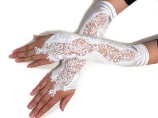 Satin Spitzen Handschuhe AbendHandschuhe Fingerlose Brauthandschuhe 