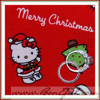 BOOAK Fabric RED Hello Kitty Xmas Holiday Tree B&W Girl Boutique 