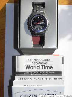 Citicen WR 100 Eco Drive Chronograph Alarm Wecker World Time 