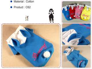 Pet&Dog Clothes Bunny Ears Hoodie Shirt Rabbit Coat,C62  