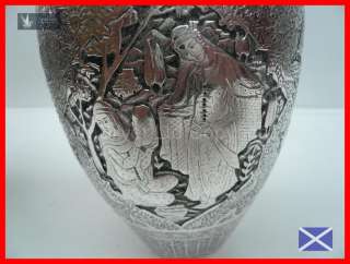 Pair of Isfahan Iranian Highly Detailed Silver Vases~Top Quality 