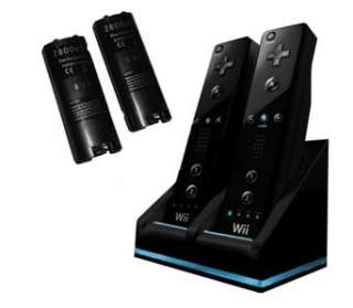 Dual 2800 mAh Rechargeable Battery Charger Dock For Wii Remote 