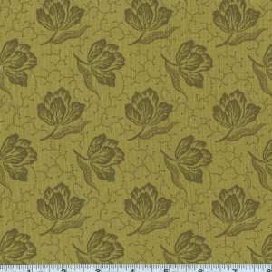  45 Wide Encore Collection Flower Bud Olive Fabric By The 