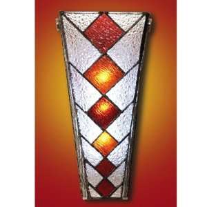 Brown and White Diamond Stained Glass Ambiance Sconce (Brown and White 