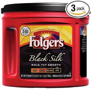 Folgers Black Silk Ground Coffee, 27.8 Ounce Units (Pack of 3):  