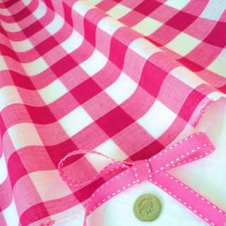 CERISE PINK   SOMERSET GINGHAM   CHECK FABRIC per m  